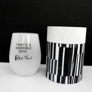 NIB Milky White Stemless Wine Glass Paper Destiny